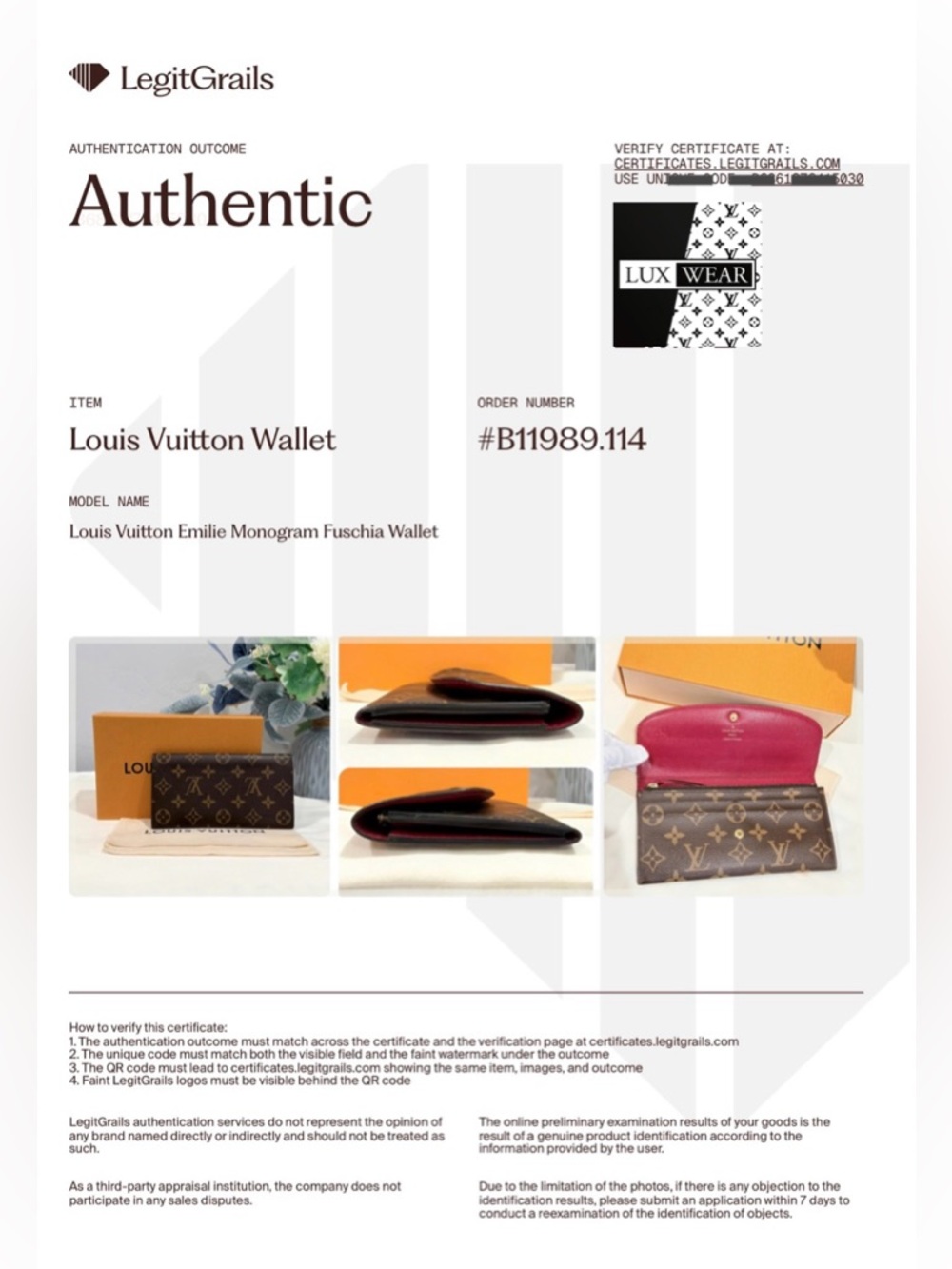 Louis Vuitton Monogram Fuschia Emilie Bifold Wallet - Picture 3 of 16